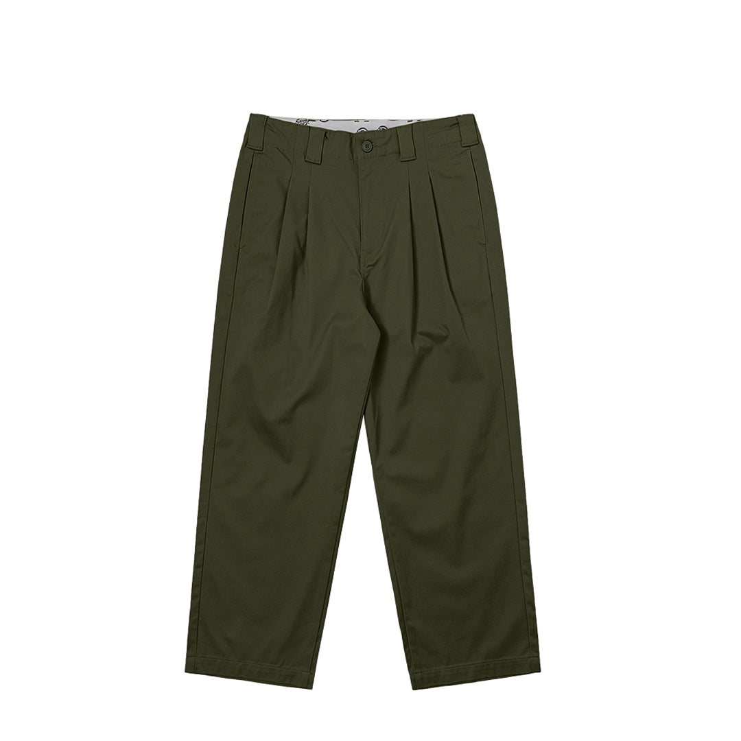 Pleated Design Nine-quarter Pants ‘Olive’