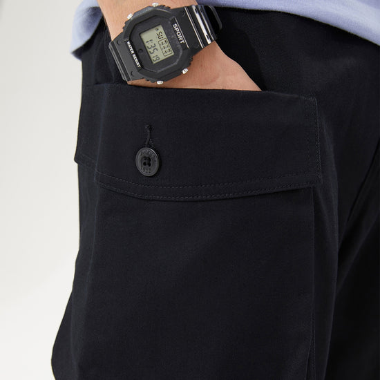 Twill Multi-pocket Casual Trousers 'Black'