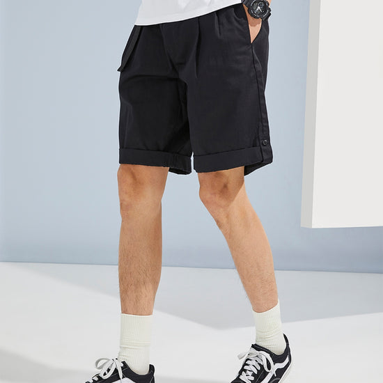 Twill Adjustable Buckle Shorts 'Black'